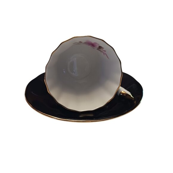 Limited edition Birks Elizabethan Black teacup and saucer EUC - Picture 2 of 6